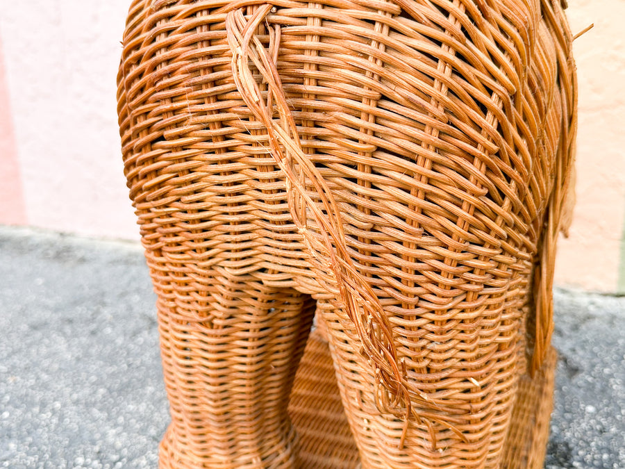 Natural Wicker Elephant Garden Seat