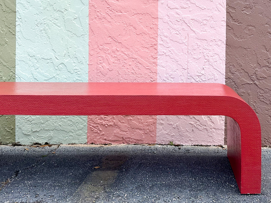 Red Hot Grasscloth Waterfall Coffee Table