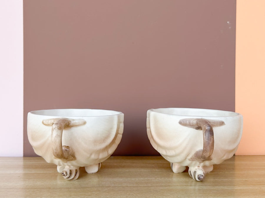 Set of Five Seashell Teacups and Saucers