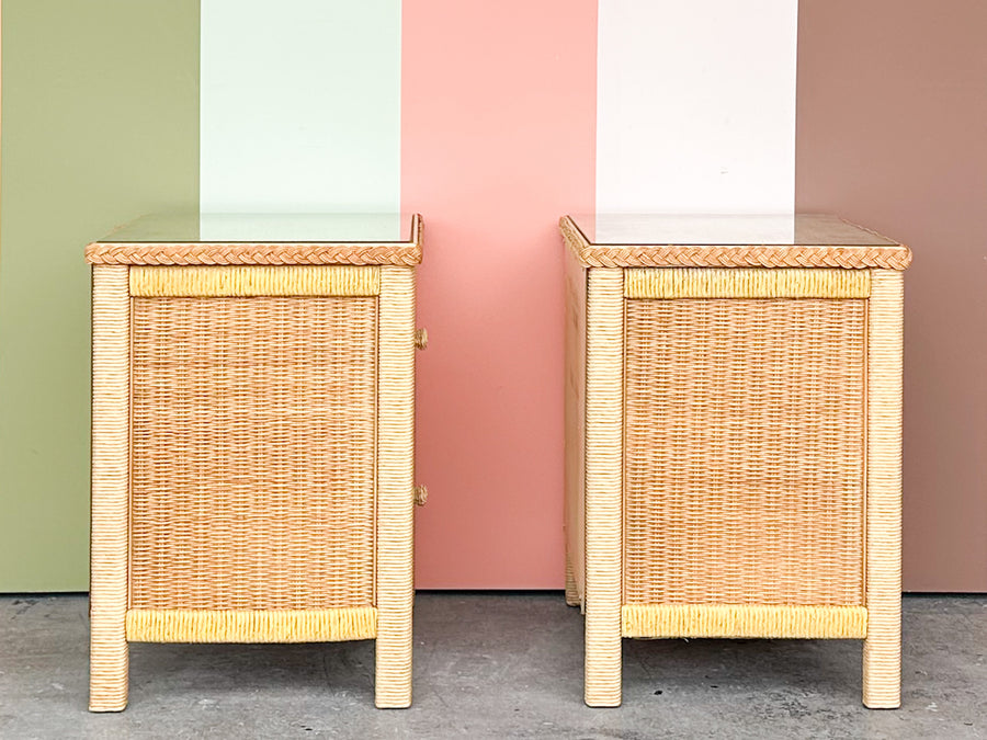 Pair of Henry Link Wicker Nightstands