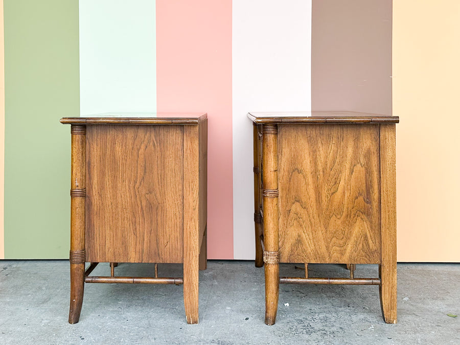 Pair of Handsome Thomasville Faux Bamboo Nightstands