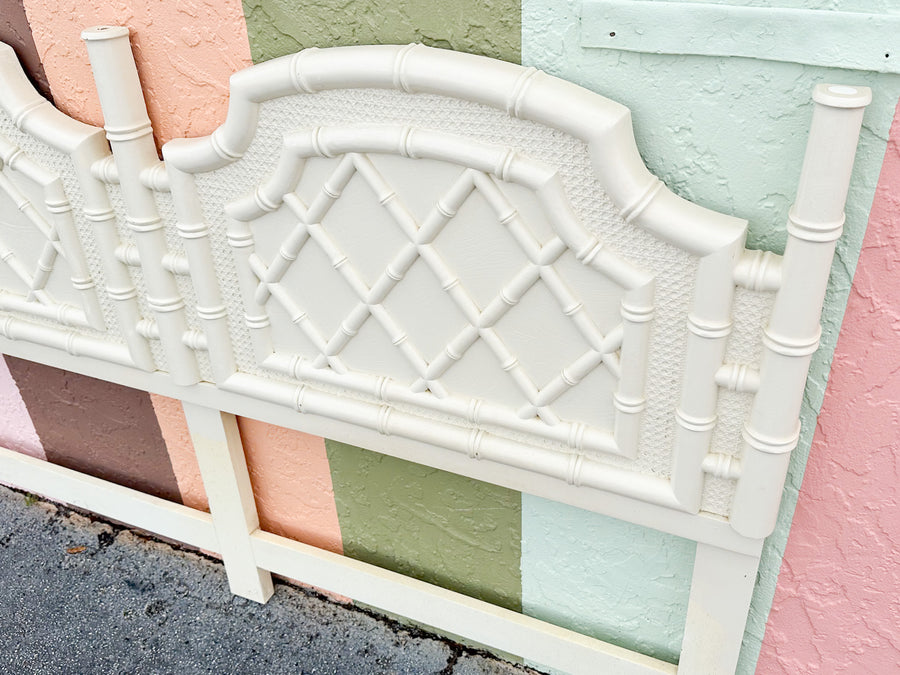 Cane and Faux Bamboo King Headboard