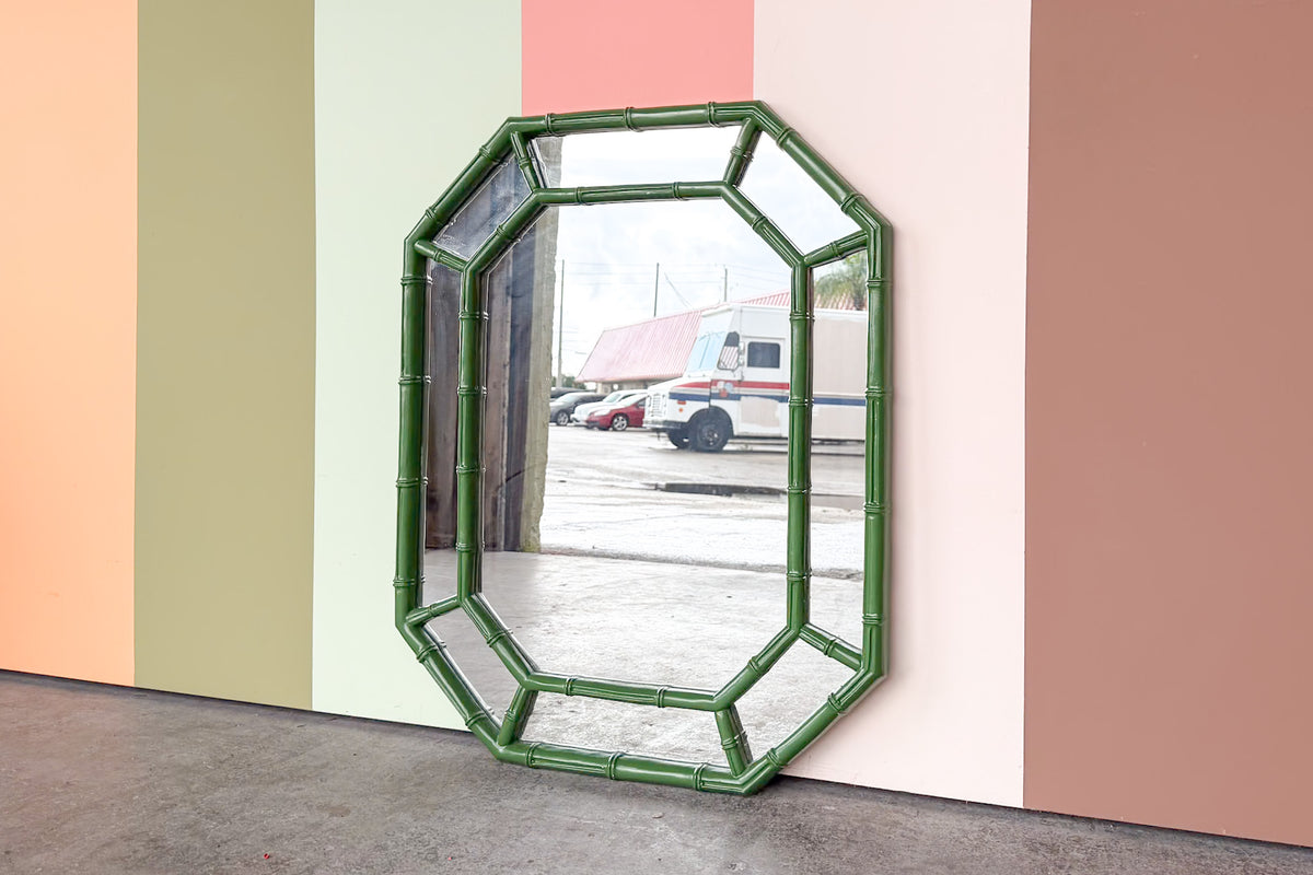 Faux Bamboo Octagon Mirror