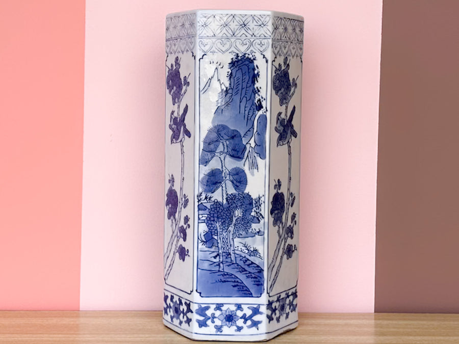 Blue and White Octagon Vase