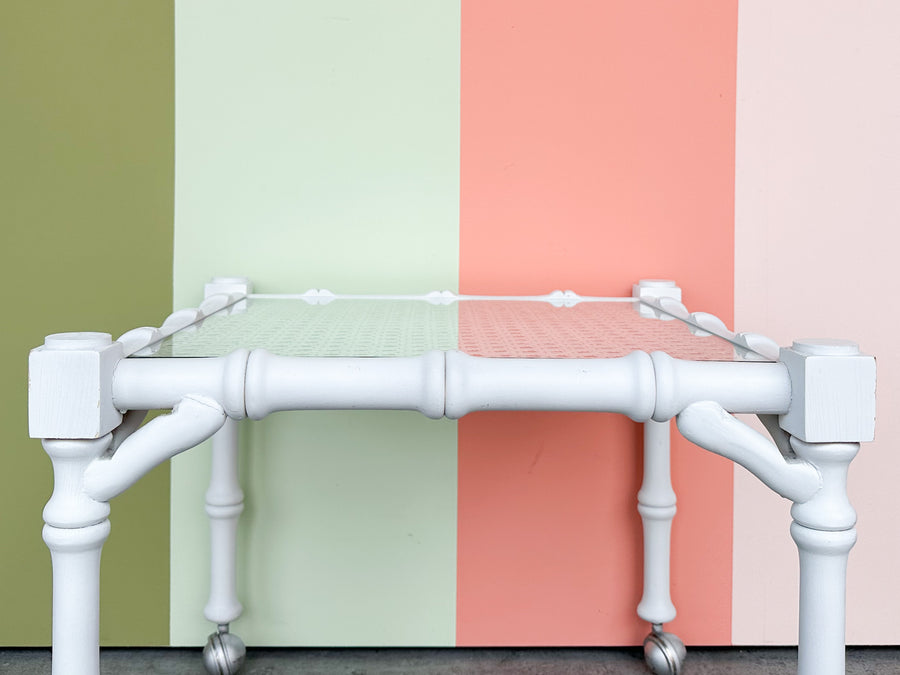 Faux Bamboo and Cane Side Table