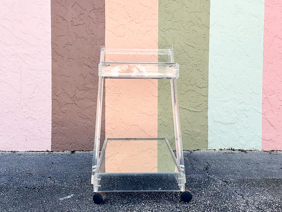 Fab MCM Mirrored Lucite Bar Cart