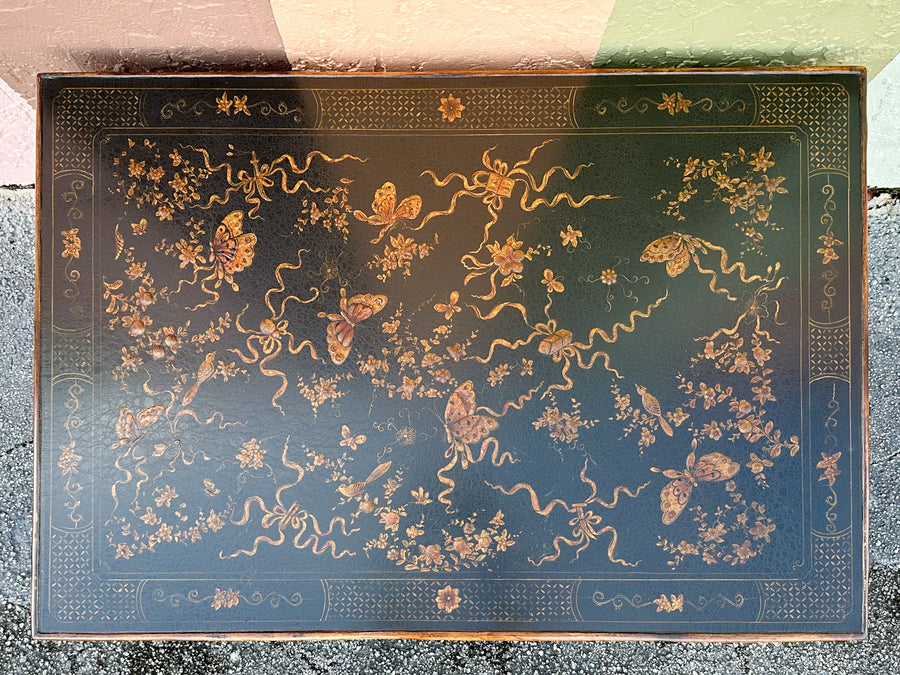 Theodore Alexander Chinoiserie Tortoiseshell Rattan Coffee Table