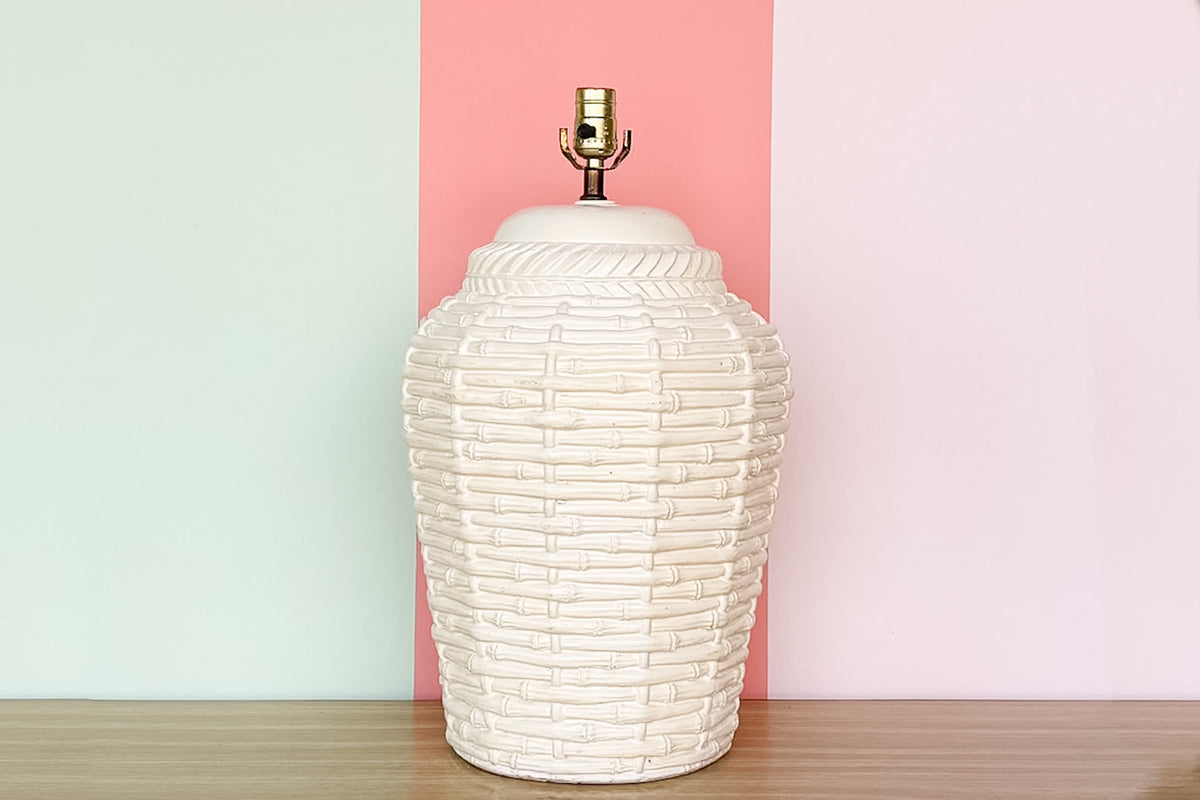 Faux Bamboo Ceramic Basket Lamp
