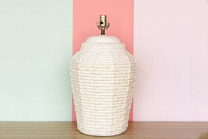 Faux Bamboo Ceramic Basket Lamp
