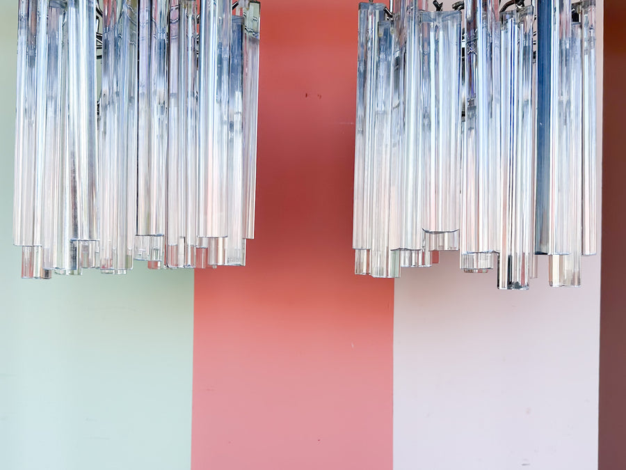 Pair of Murano Prism Glass Chandeliers