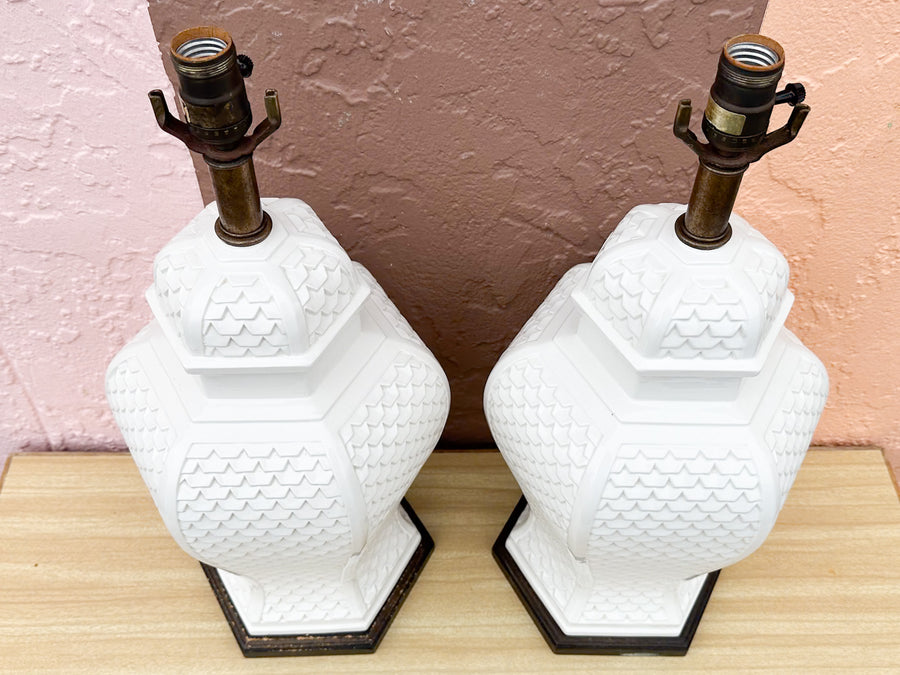 Pair of Fishtail Frederick Cooper Ginger Jar Lamps