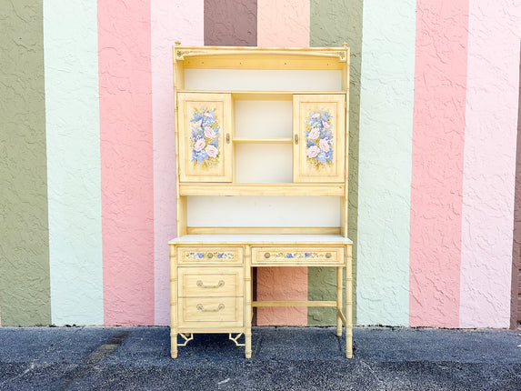 Hand Painted Thomasville Faux Bamboo Desk and Hutch