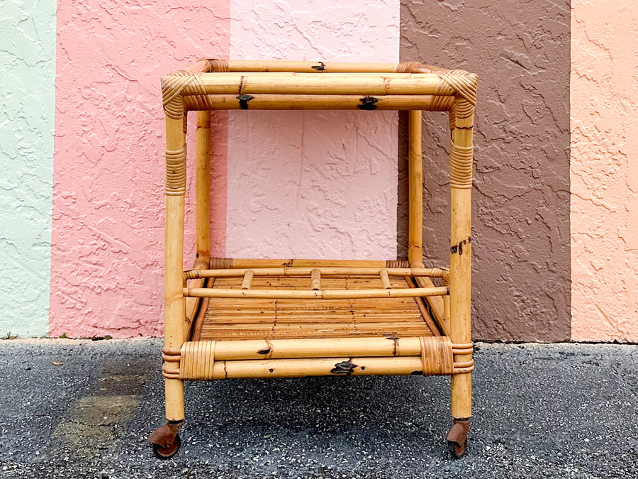 Old Florida Rattan Bar Cart