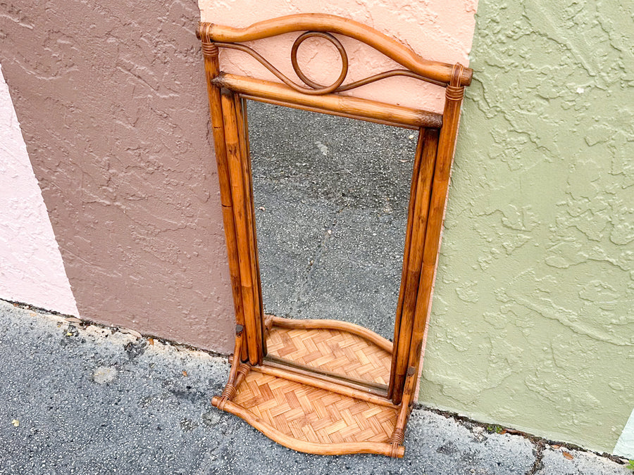 Rattan Mirror with Shelf