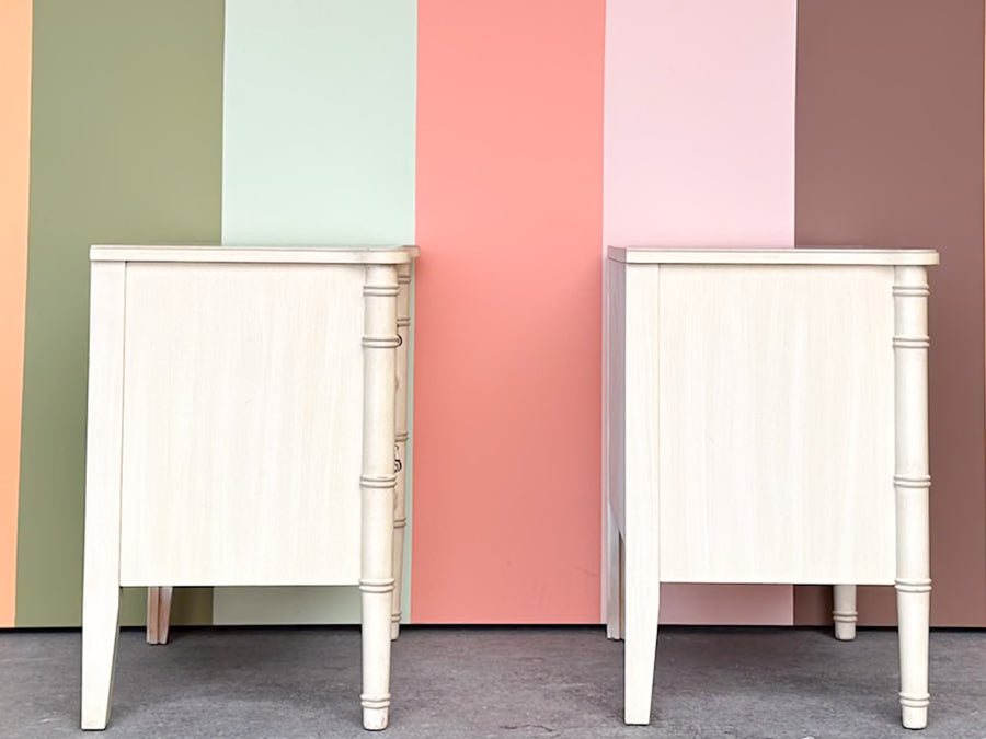 Pair of Henry Link Faux Bamboo Nightstands