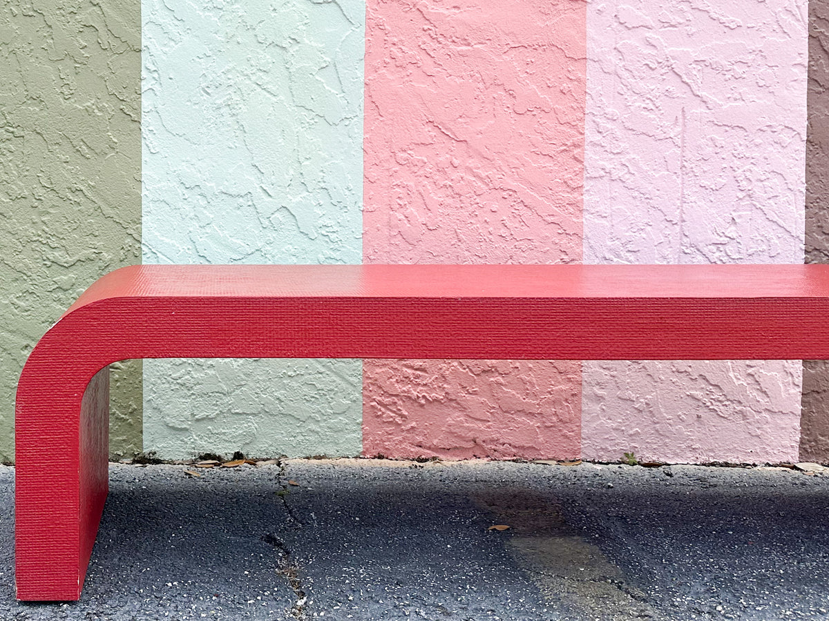 Red Hot Grasscloth Waterfall Coffee Table