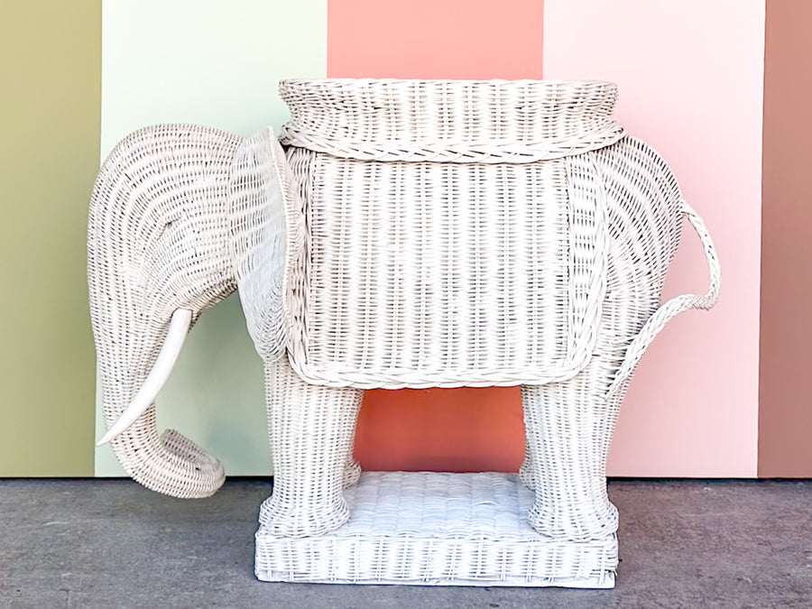 Wicker Elephant Garden Seat
