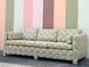 Pink and Green Plaid Upholstered Sofa