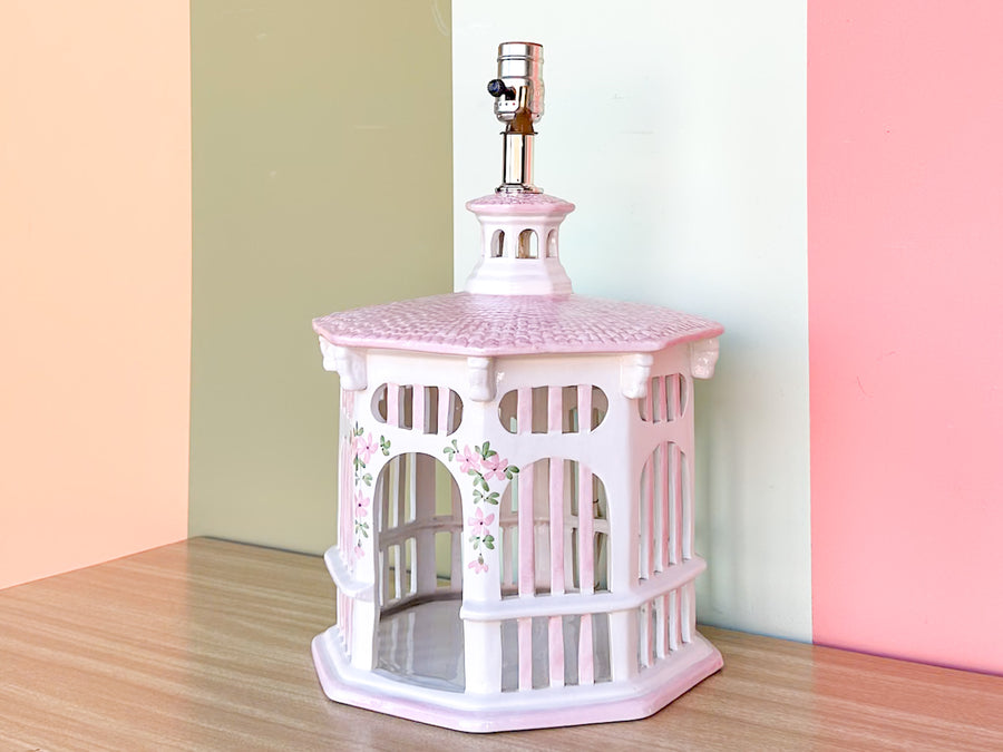 Pink Pagoda Birdcage Lamp