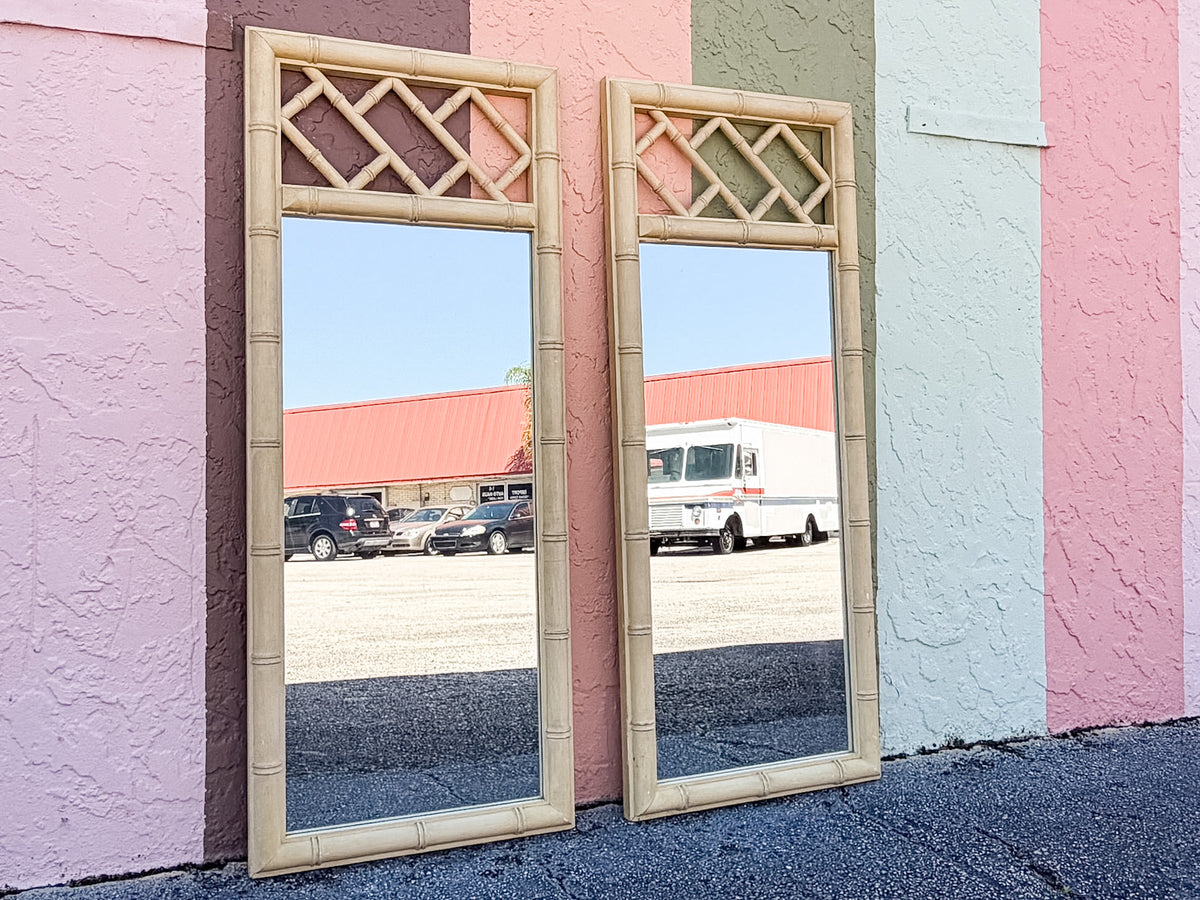 Pair of Faux Bamboo Chippendale Mirrors