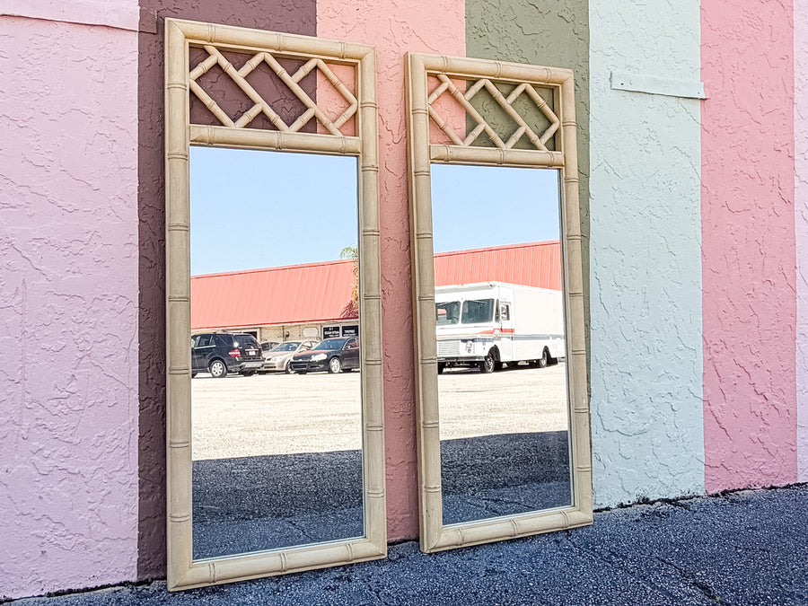 Pair of Faux Bamboo Chippendale Mirrors