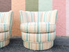 Pair of Cute Striped Upholstered Swivel Chairs