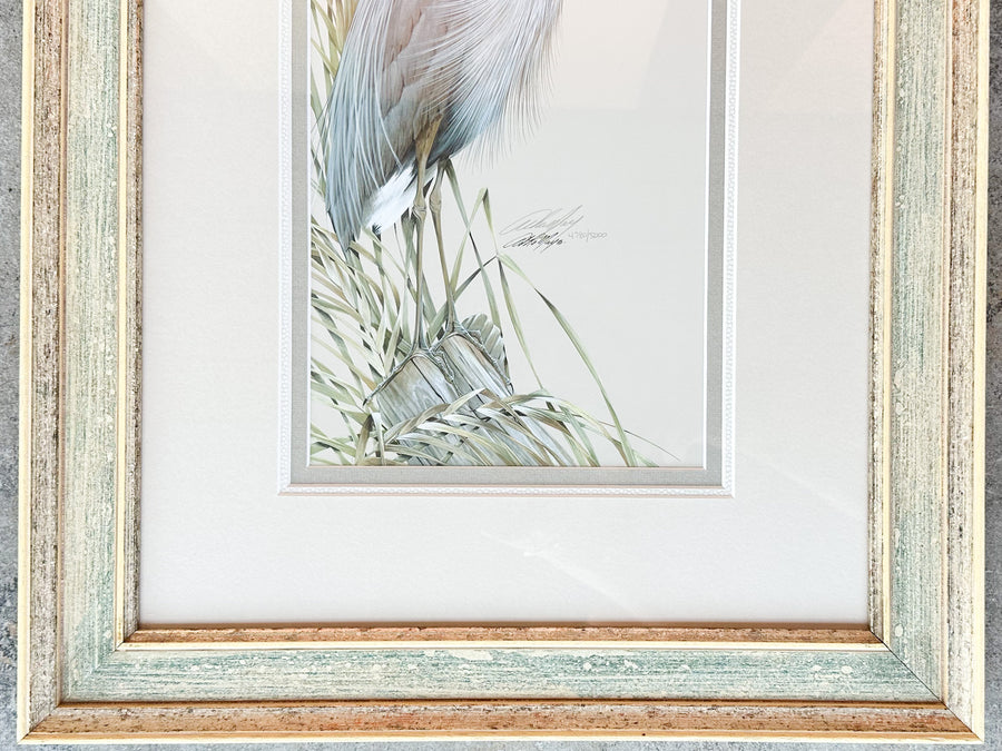 Pair of Old Florida Heron Original Signed Art