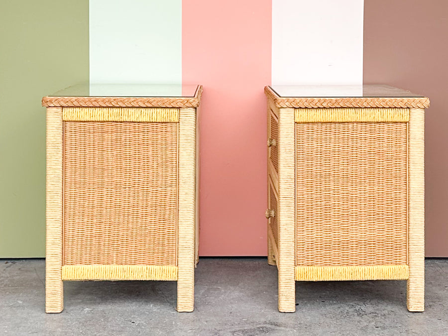 Pair of Henry Link Wicker Nightstands