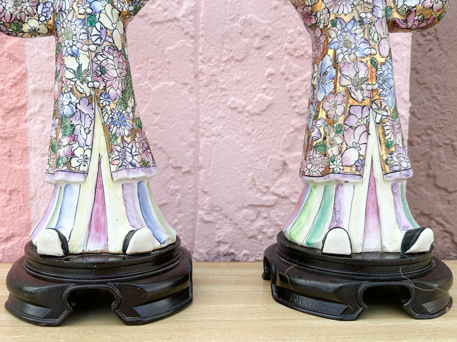 Pair of Colorful Asian Inspired Lamps