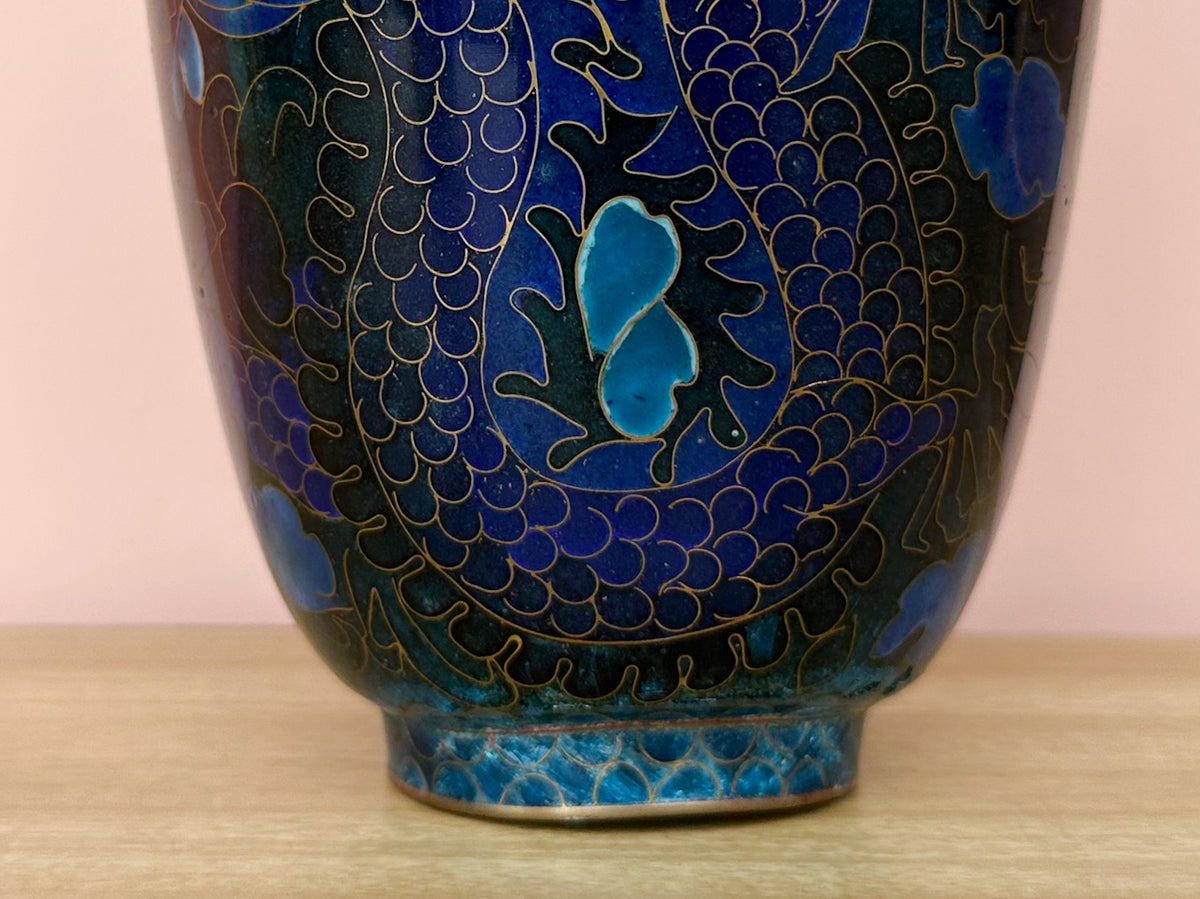 Blue Dragon Cloisonné Vase