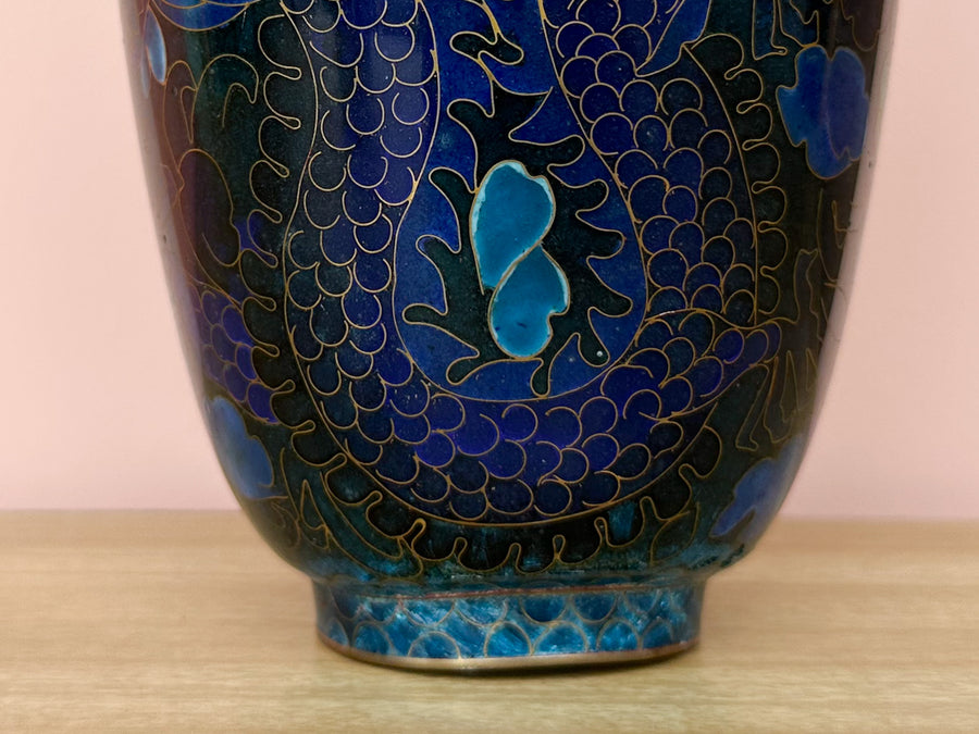 Blue Dragon Cloisonné Vase
