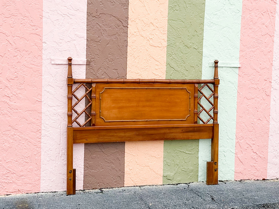 Handsome Faux Bamboo Chippendale Queen Headboard