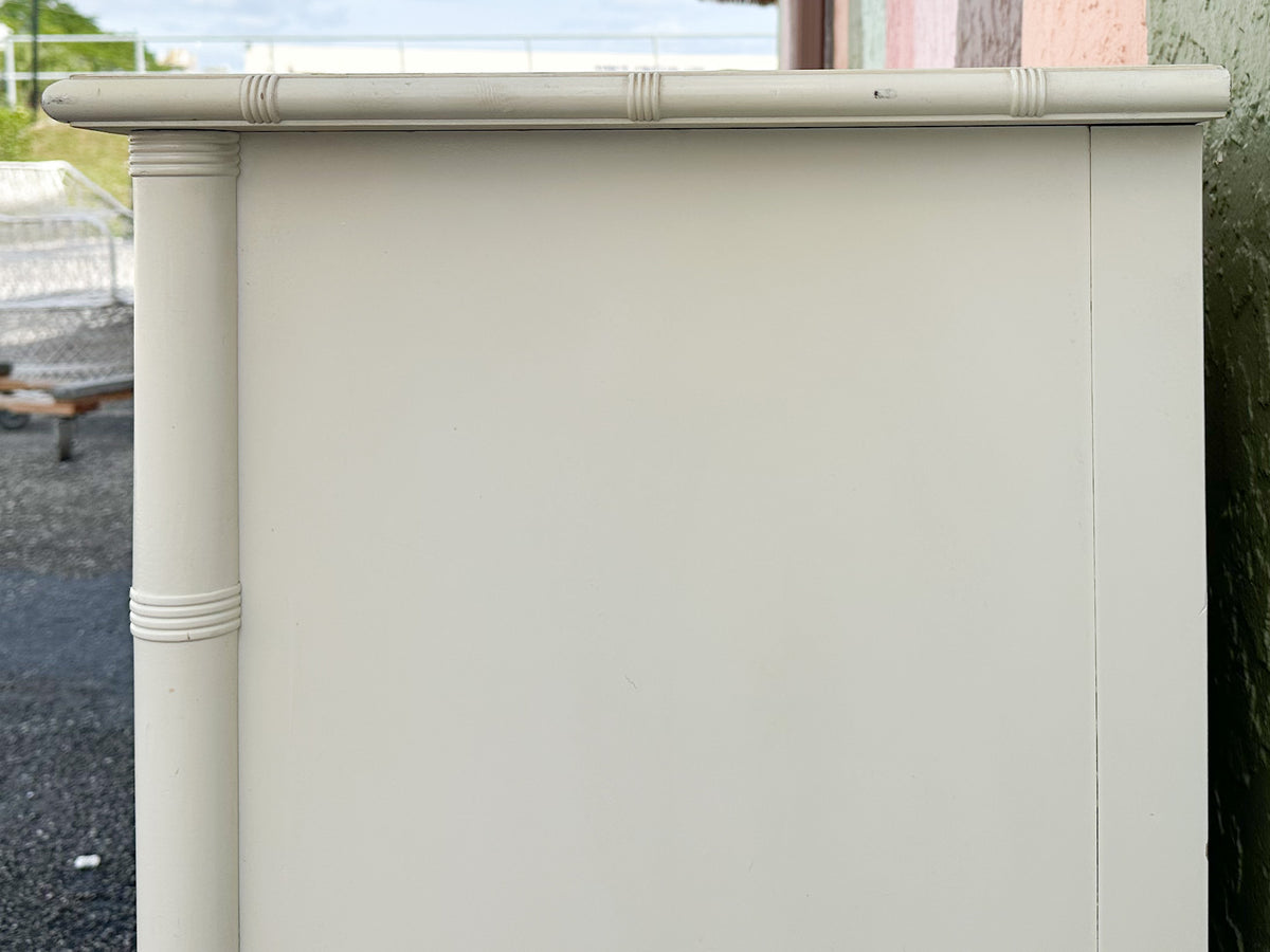 Yellow and White Faux Bamboo and Rattan Dresser