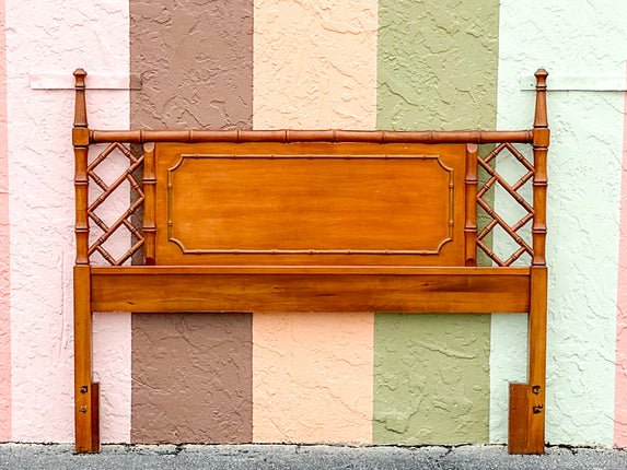 Handsome Faux Bamboo Chippendale Queen Headboard