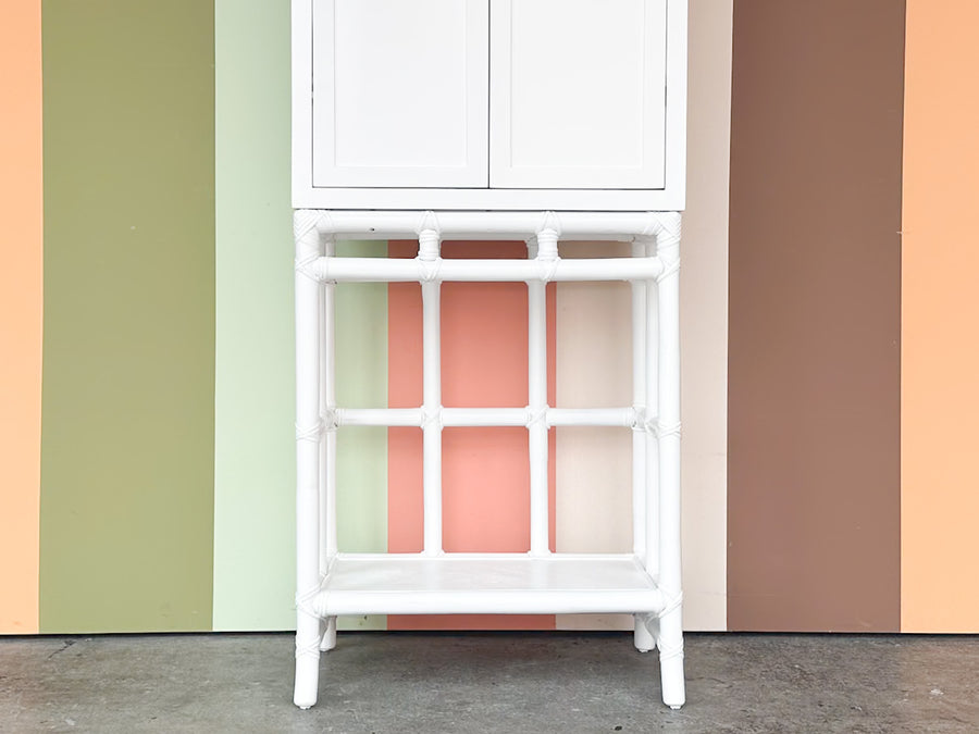 Newly Painted Rattan Bar Cabinet