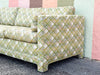 Pink and Green Plaid Upholstered Sofa