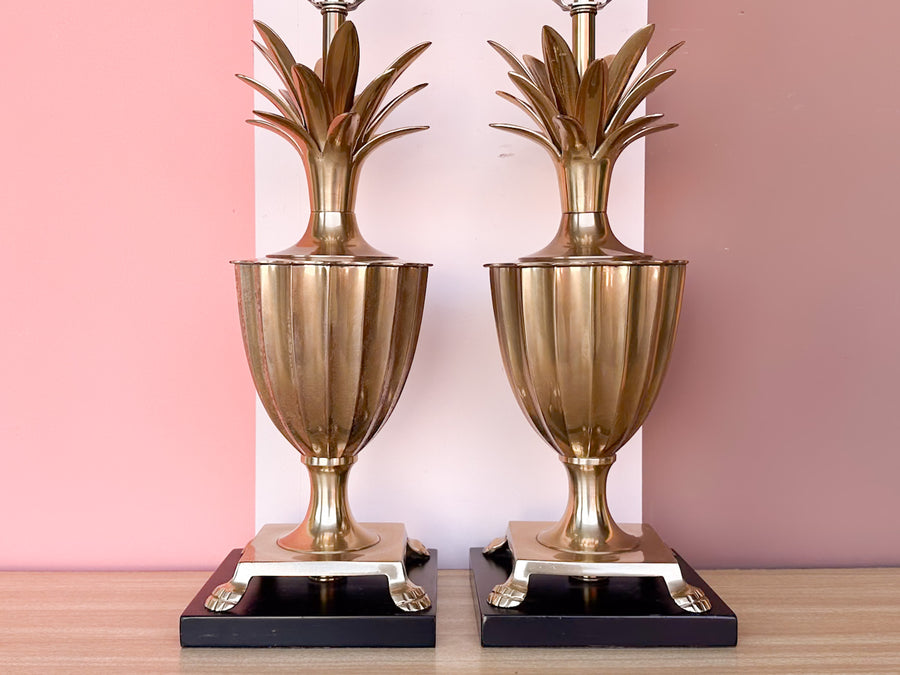 Pair of Frederick Cooper Brass Pineapple Lamps