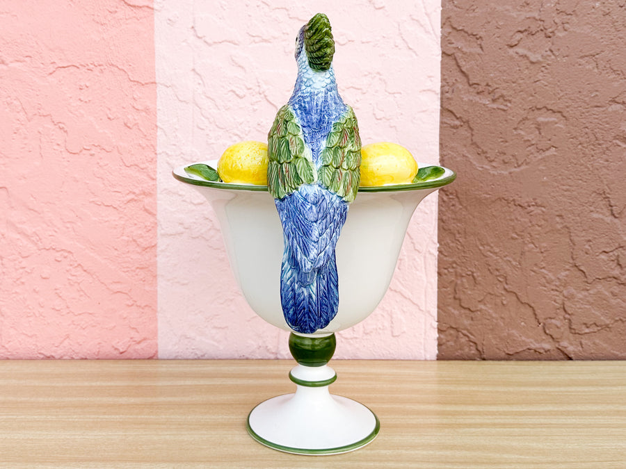 Italian Parrot and Lemon Pedestal Bowl