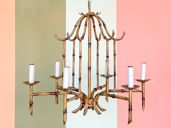 Faux Bamboo Pagoda Chandelier