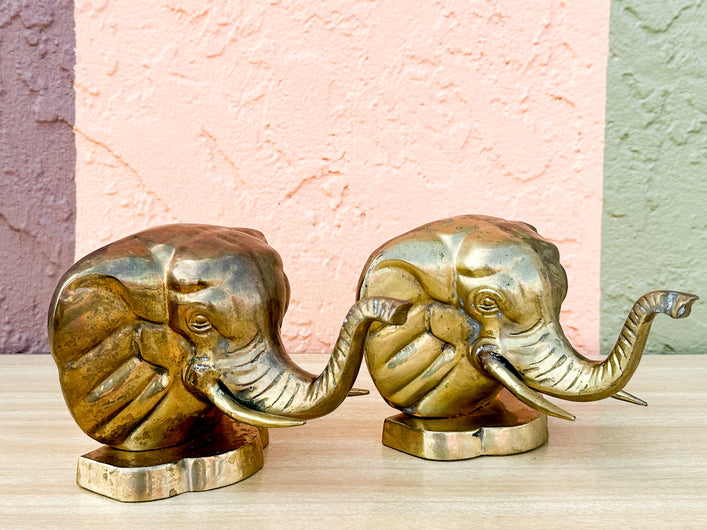 Pair of Brass Elephant Book Ends