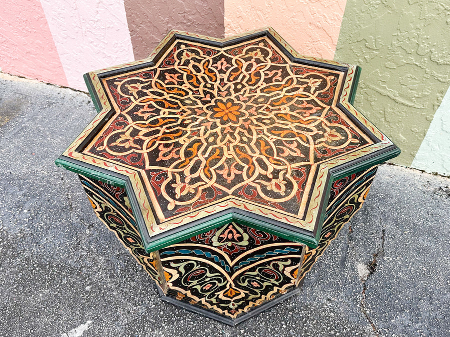Colorful Black and Green Moroccan Style Side Table