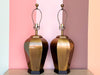 Pair of MCM Faux Brass Lamps