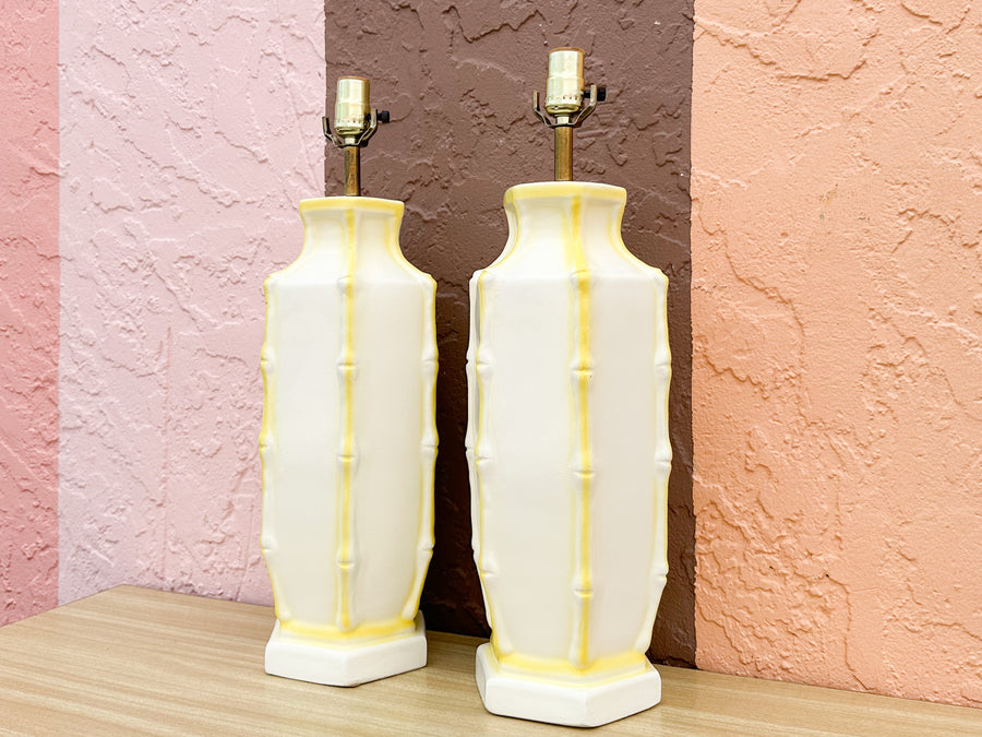 Pair of Palm Beach Faux Bamboo Lamps
