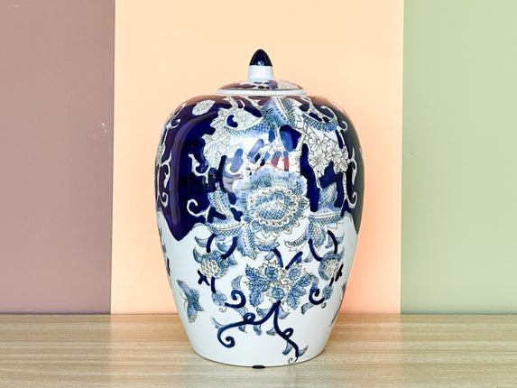 Pretty Blue Floral Jar