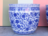 Pair of Huge Blue and White Cachepots