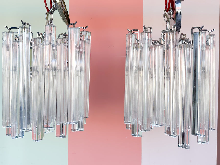 Pair of Murano Prism Glass Chandeliers