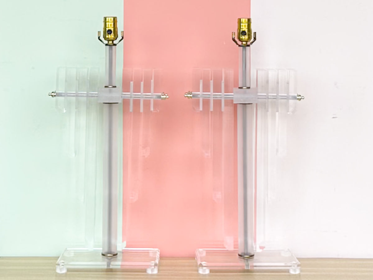 Pair of Fab Large Lucite Lamps
