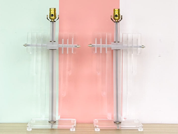 Pair of Fab Large Lucite Lamps