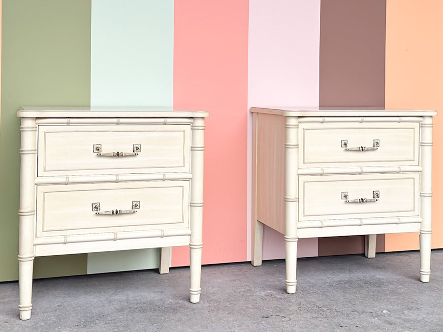 Pair of Henry Link Faux Bamboo Nightstands