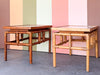 Pair of John Wisner for Ficks Reed Rattan Tile Top Side Tables
